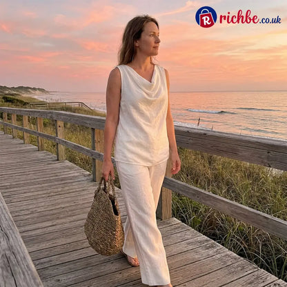 🌙 Elegant Cowl Neck Lounge Set – Soft knit & relaxed fit - Clothing & Accessories
