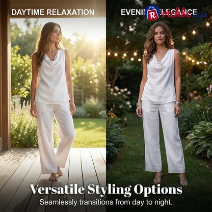 🌙 Elegant Cowl Neck Lounge Set – Soft knit & relaxed fit - Clothing & Accessories