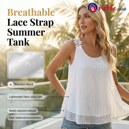 👗 Elegant Dot Lace Strap Tank Top 💕 - Clothing & Accessories