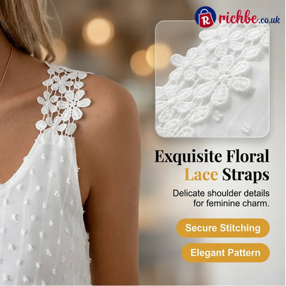 👗 Elegant Dot Lace Strap Tank Top 💕 - Clothing & Accessories