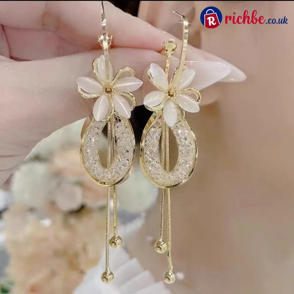 ❤️Elegant Flower Tassel Dangle Earrings - Clothing & Accessories