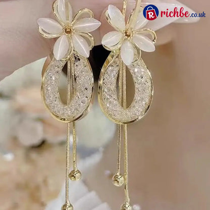 ❤️Elegant Flower Tassel Dangle Earrings - Clothing & Accessories
