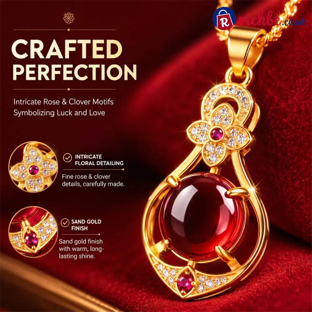 Elegant Four-Leaf Clover Teardrop Necklace - Clothing & Accessories