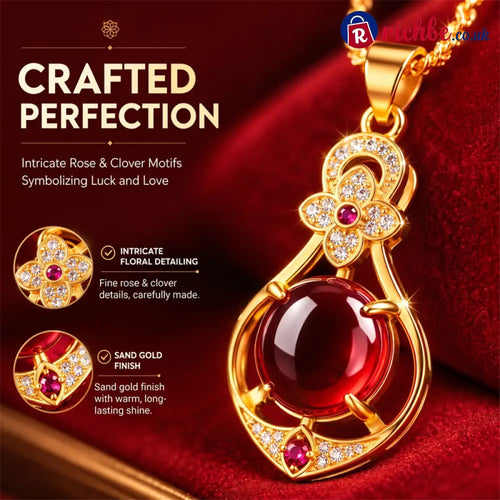 Elegant Four-Leaf Clover Teardrop Necklace - Clothing & Accessories