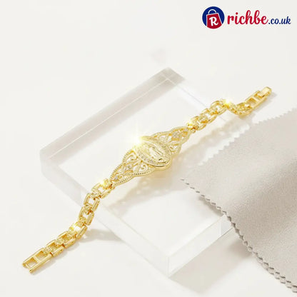 Elegant Hollow Flower Virgin Mary Bracelet ✨ - Clothing & Accessories