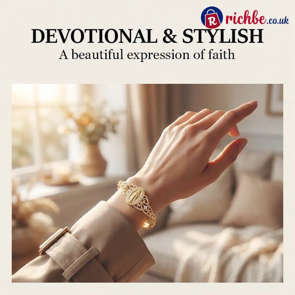 Elegant Hollow Flower Virgin Mary Bracelet ✨ - Clothing & Accessories