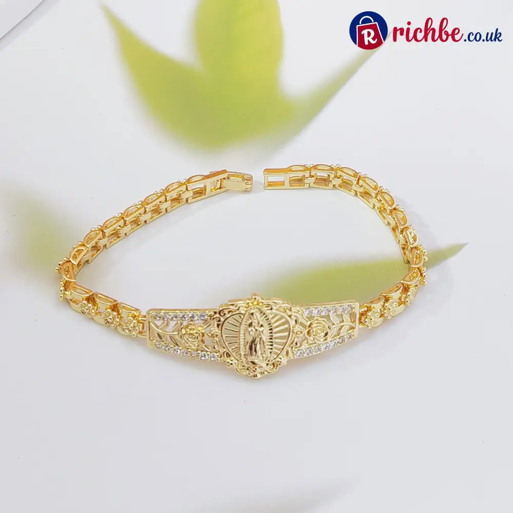 Elegant Hollow Flower Virgin Mary Bracelet ✨ - Style 1 - Clothing & Accessories