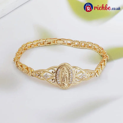 Elegant Hollow Flower Virgin Mary Bracelet ✨ - Style 2 - Clothing & Accessories