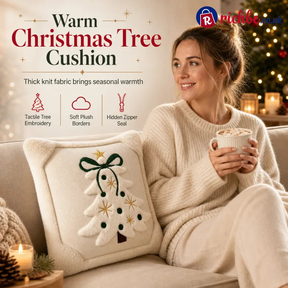 🎄 Embroidered Christmas Tree Throw Pillow Cover with Bow 45x45cm Decorative Cushion Cover for Living Room Sofa 🧸