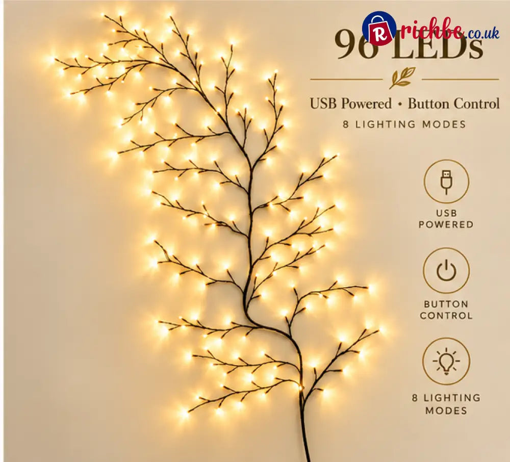 Enchanted Willow Vine Christmas Lights – 8 Lighting Modes & Warm White Glow - Houseware & Kitchen