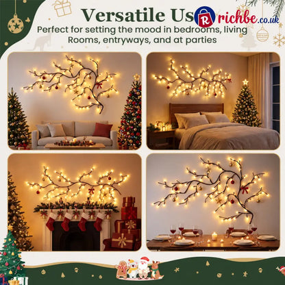 Enchanted Willow Vine Christmas Lights – 8 Lighting Modes & Warm White Glow - Houseware & Kitchen