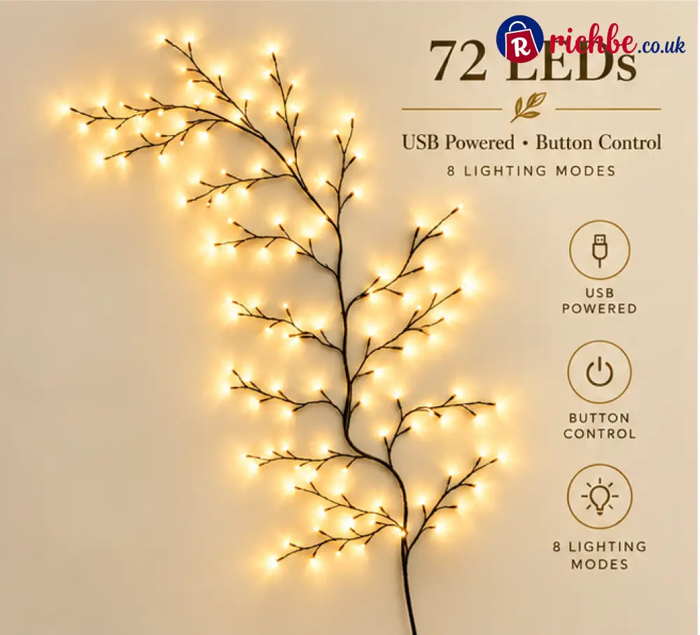 Enchanted Willow Vine Christmas Lights – 8 Lighting Modes & Warm White Glow - Houseware & Kitchen