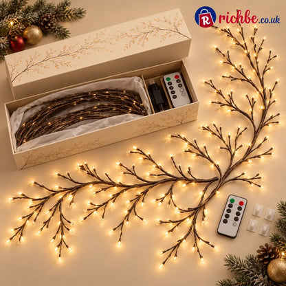 Enchanted Willow Vine Christmas Lights – 8 Lighting Modes & Warm White Glow - Houseware & Kitchen