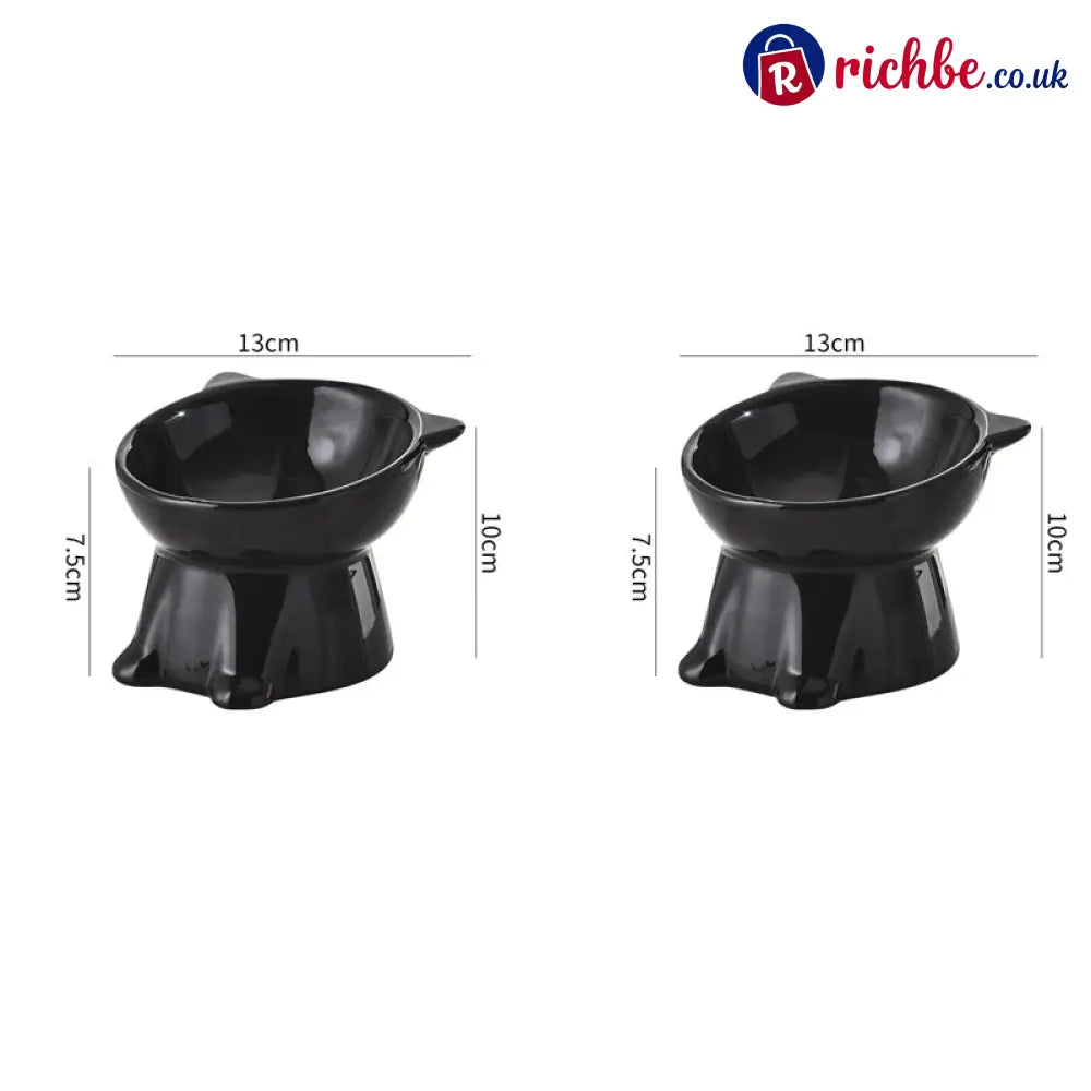 💝Ergonomic Elevated Cat Bowl - Black + Black🔥 - Houseware & Kitchen