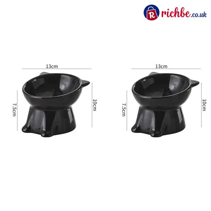 💝Ergonomic Elevated Cat Bowl - Black + Black🔥 - Houseware & Kitchen