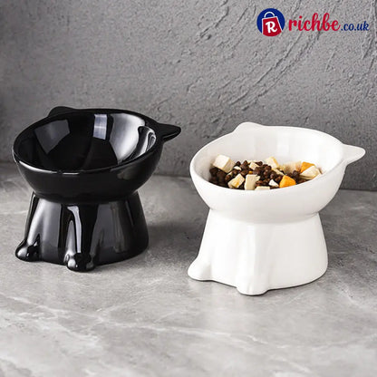 💝Ergonomic Elevated Cat Bowl - Black + White🔥🔥 - Houseware & Kitchen