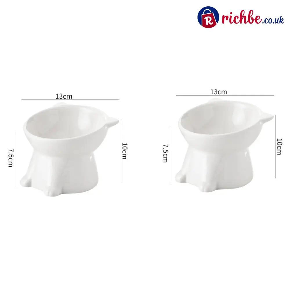 💝Ergonomic Elevated Cat Bowl - White + White - Houseware & Kitchen