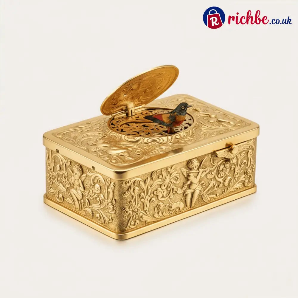 European Three-dimensional Embossed Bird Music Box - Golden