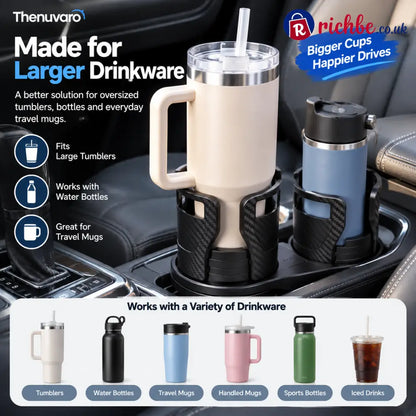 🚗 Expandable Car Cup Holder for Large Tumblers – Secure Fit for Oversized Bottles & Handled Mugs