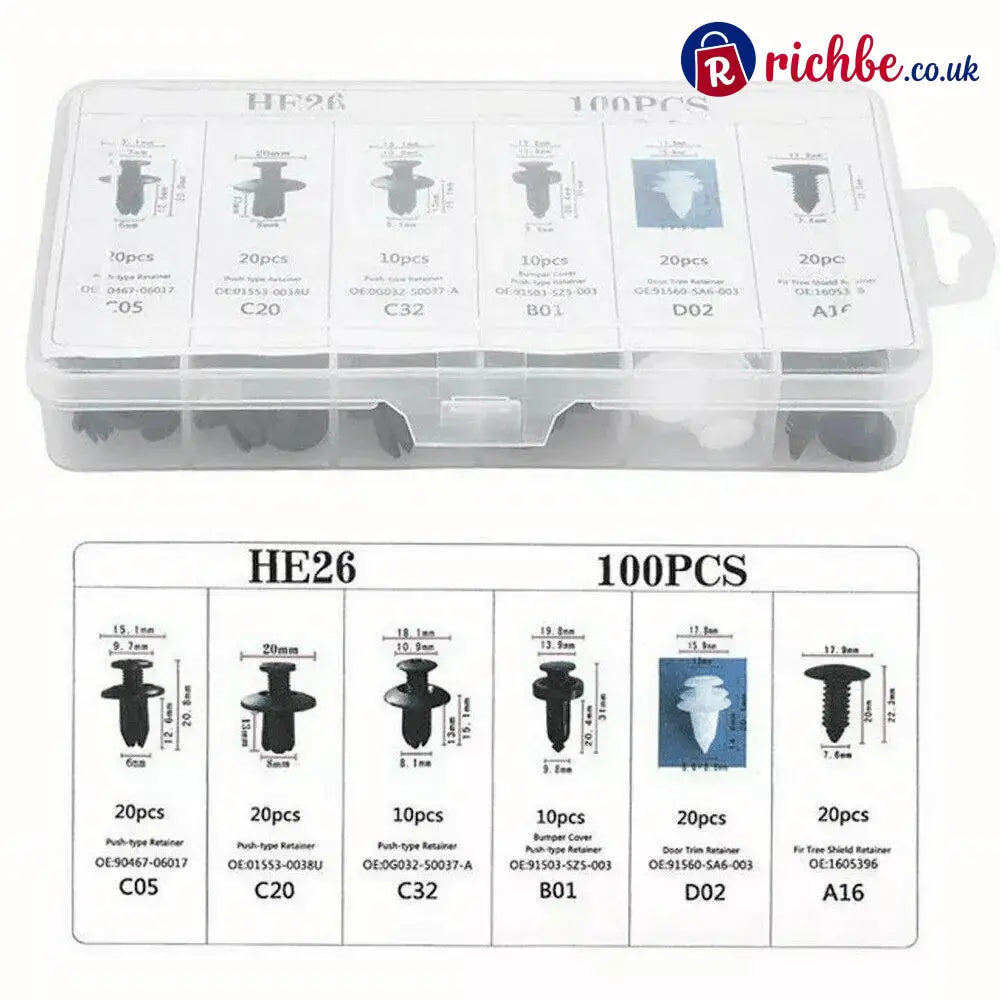 Expansion Screw Clips Set for Automobiles Mudguard Leaf Plates Door Panel Clips(100 PCS)