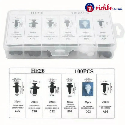Expansion Screw Clips Set for Automobiles Mudguard Leaf Plates Door Panel Clips(100 PCS)