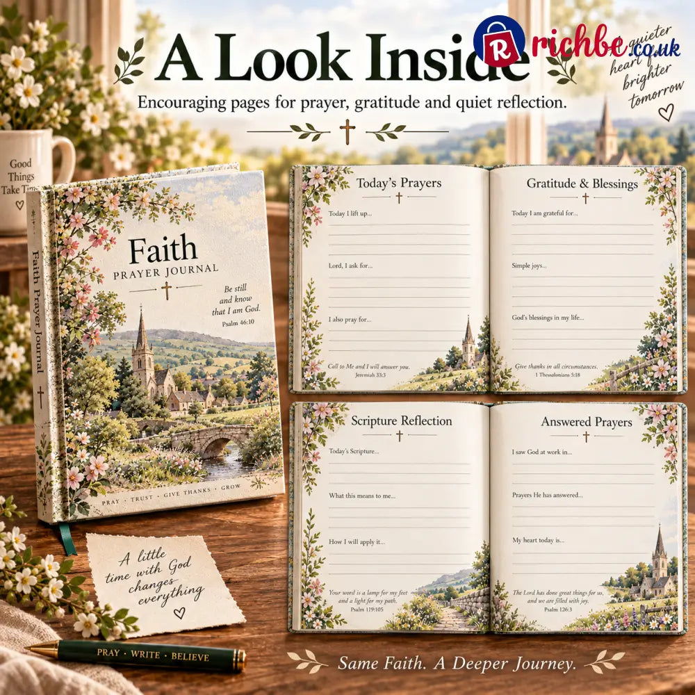 🌿Faith Prayer Journal – British Countryside Prayer Gratitude & Reflection Journal with Scripture – Meaningful Christian