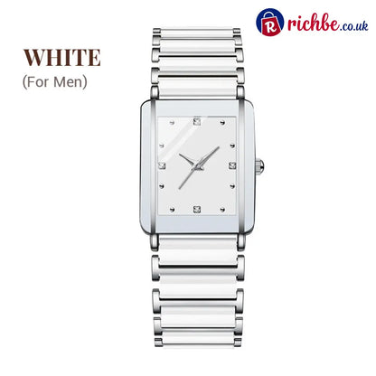 ⌚ Elegant Ceramic Band Watch, 3ATM Water Resistant Quartz Gift Box Included - For Men / White - Other