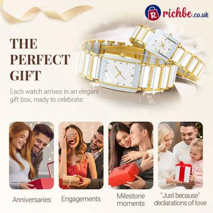 ⌚ Elegant Ceramic Band Watch, 3ATM Water Resistant Quartz Gift Box Included - Other