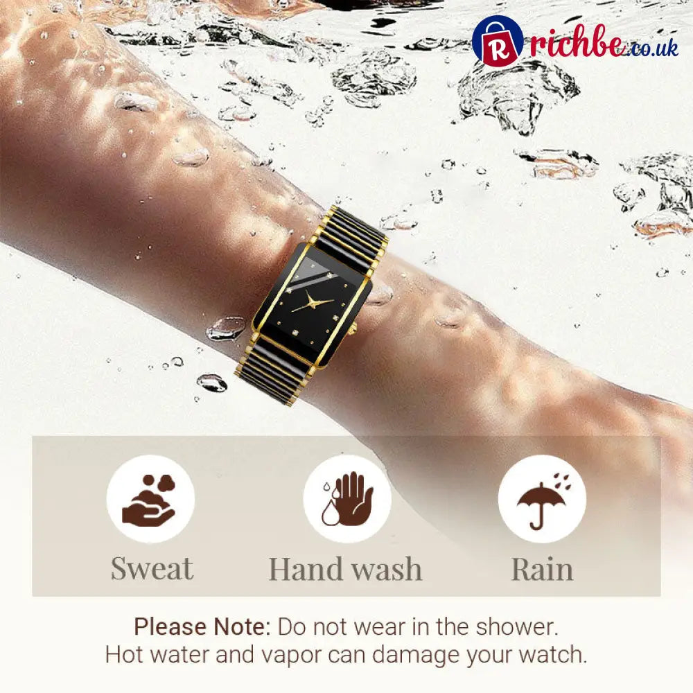 ⌚ Elegant Ceramic Band Watch, 3ATM Water Resistant Quartz Gift Box Included - Other