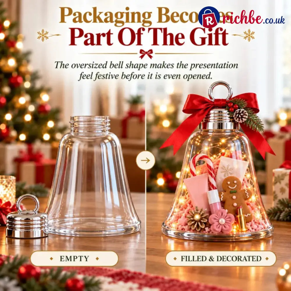 🔔Fill-Your-Own Christmas Bell Gift Box -- Clear DIY Surprise Container for Small Gifts & Stocking Stuffers