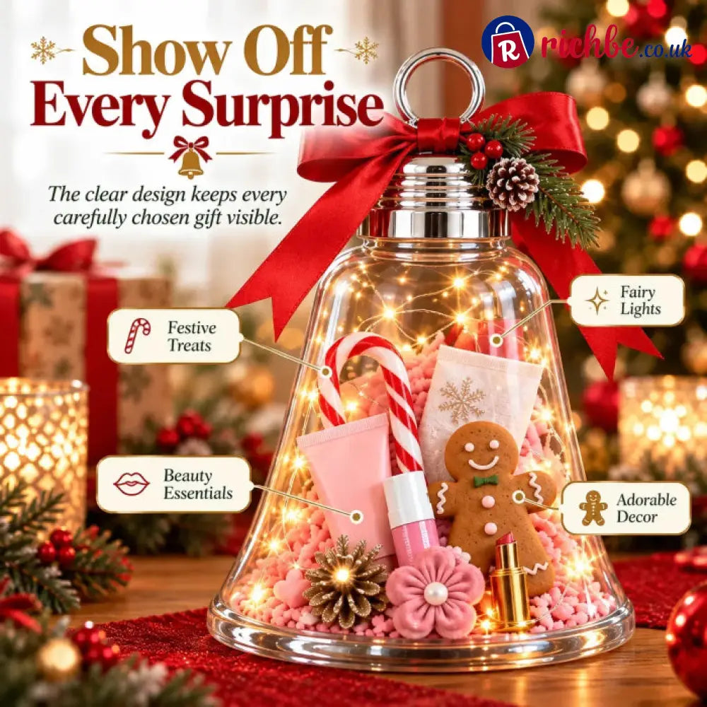 🔔Fill-Your-Own Christmas Bell Gift Box -- Clear DIY Surprise Container for Small Gifts & Stocking Stuffers