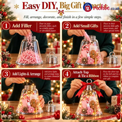 🔔Fill-Your-Own Christmas Bell Gift Box -- Clear DIY Surprise Container for Small Gifts & Stocking Stuffers