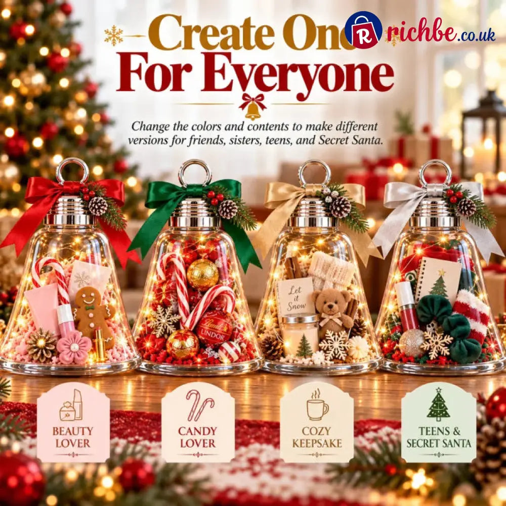 🔔Fill-Your-Own Christmas Bell Gift Box -- Clear DIY Surprise Container for Small Gifts & Stocking Stuffers