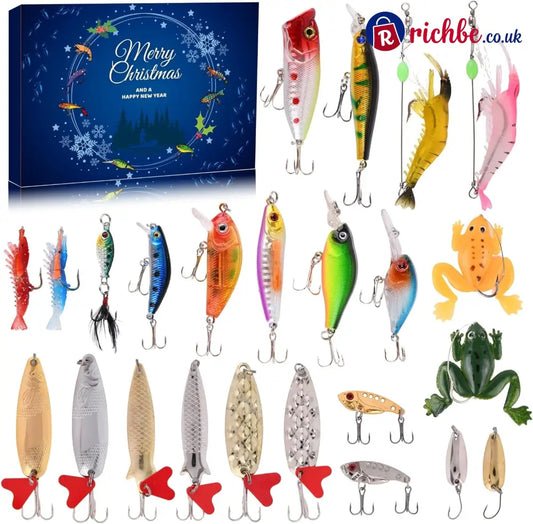 Fishing Advent Calendar 2026 Christmas - 24 Days Fishing Lures Advent Calendar for Fisher