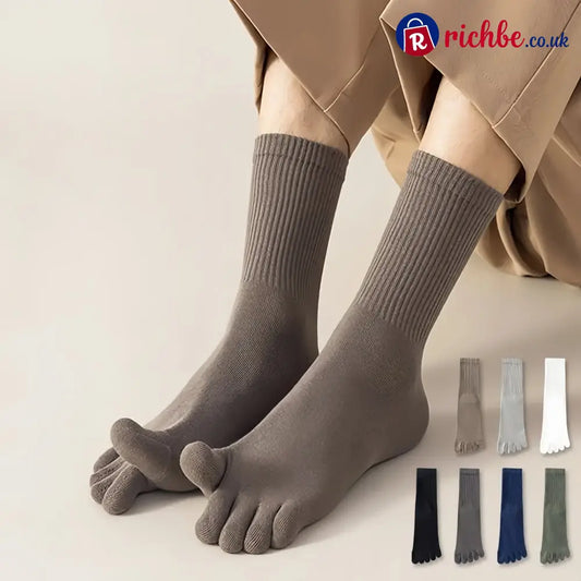Five‐Toe Cotton Socks, Odor‐Control & Breathable