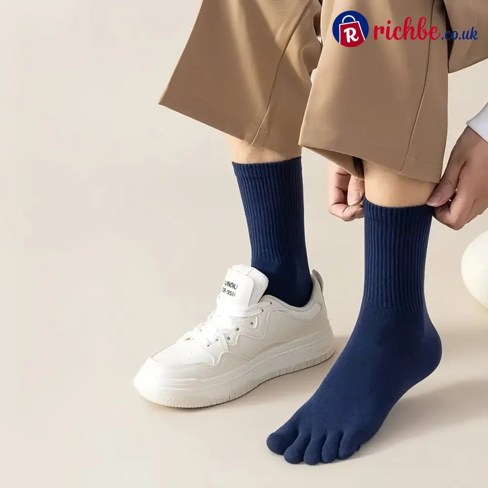 Five‐Toe Cotton Socks, Odor‐Control & Breathable