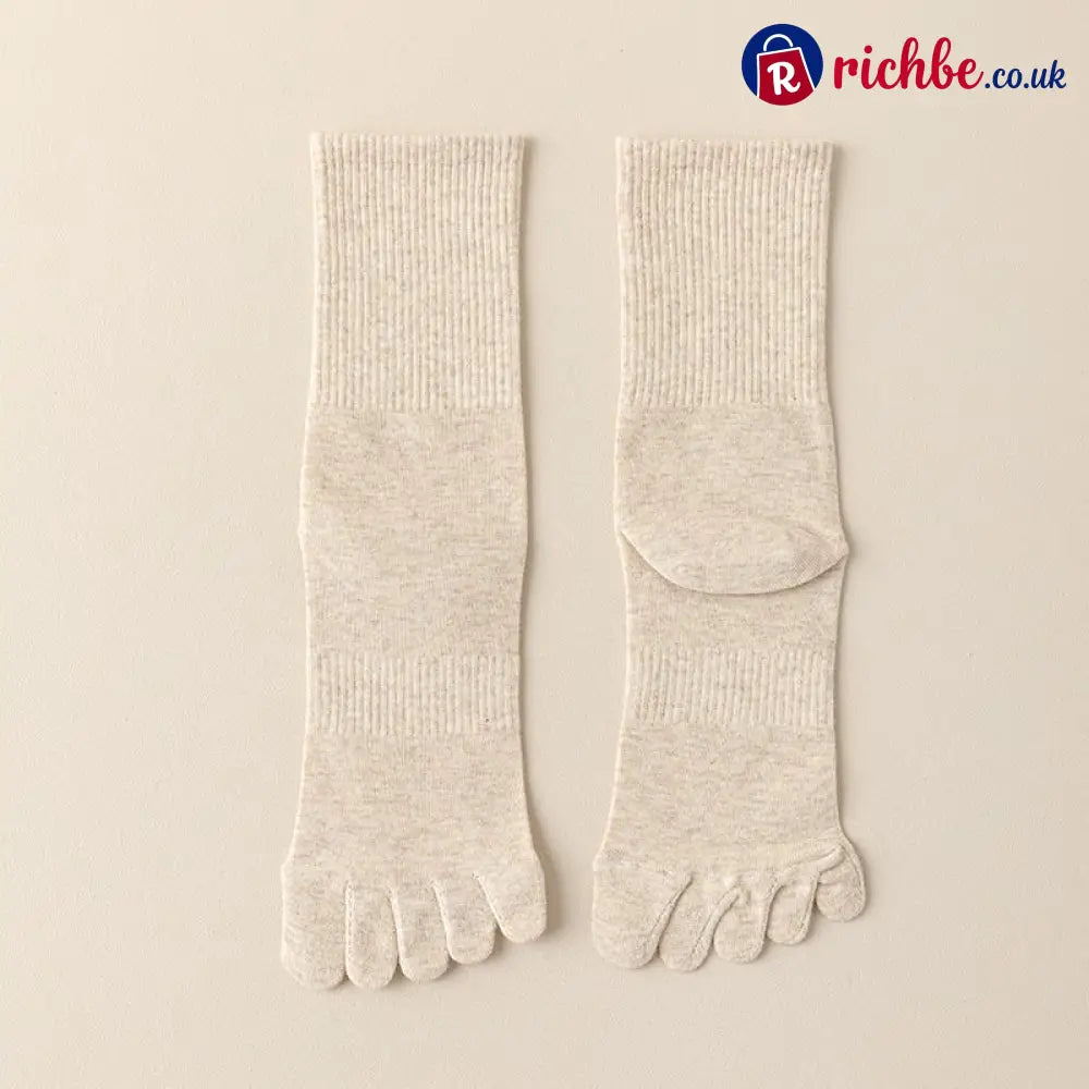 Five‐Toe Cotton Socks, Odor‐Control & Breathable - Female / Apricot