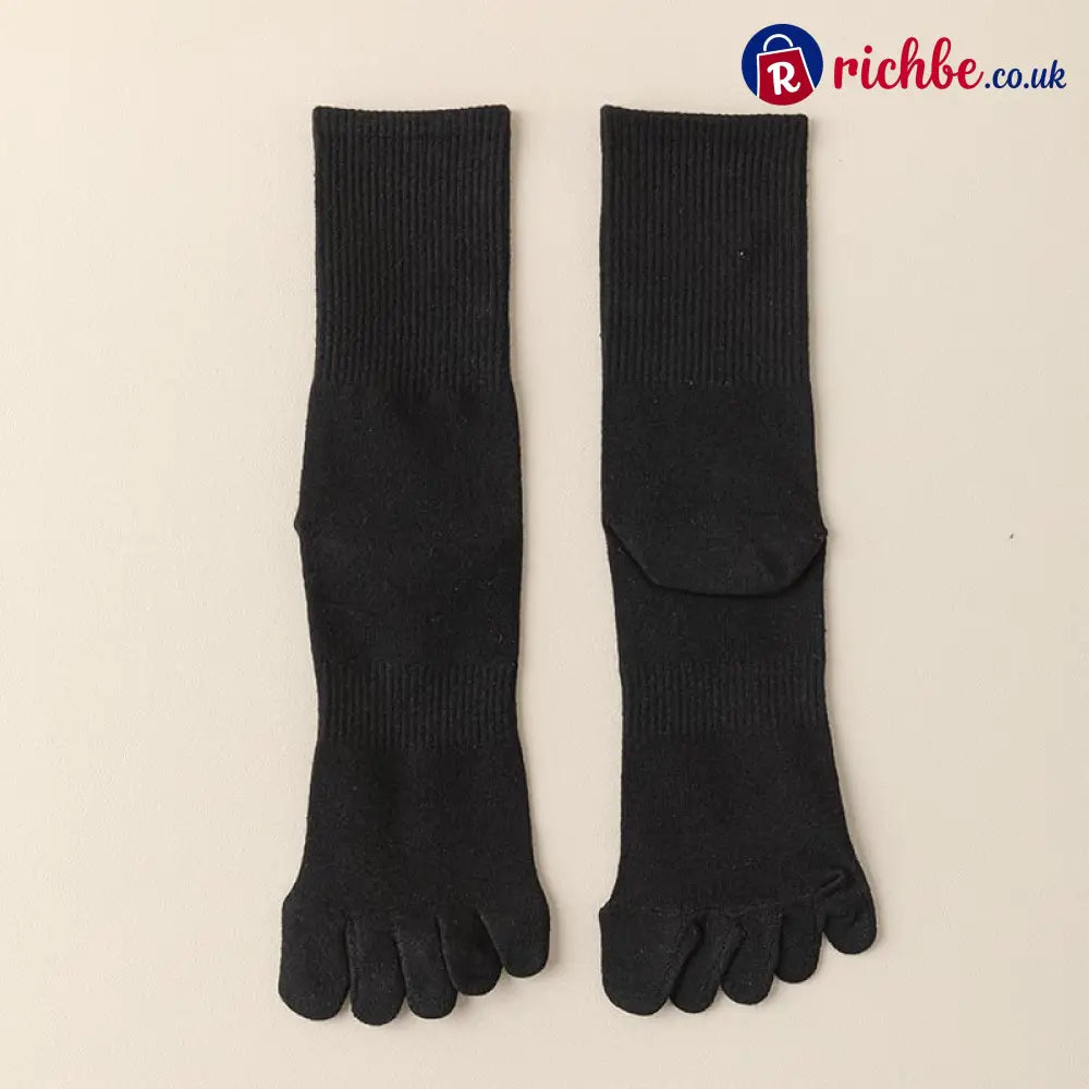 Five‐Toe Cotton Socks, Odor‐Control & Breathable - Female / Black