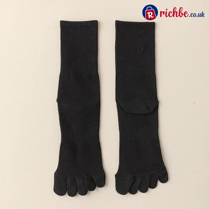 Five‐Toe Cotton Socks, Odor‐Control & Breathable - Female / Black