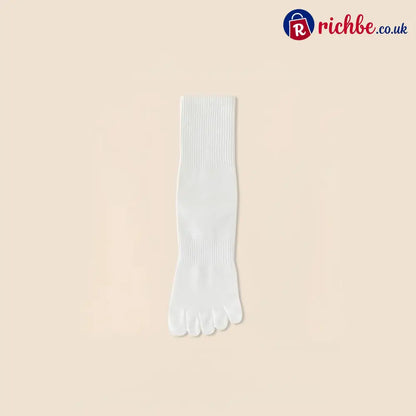 Five‐Toe Cotton Socks, Odor‐Control & Breathable - Male / Beige