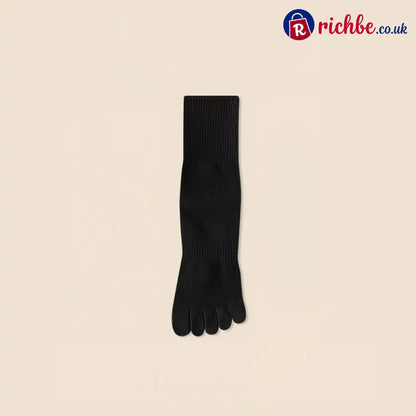 Five‐Toe Cotton Socks, Odor‐Control & Breathable - Male / Black