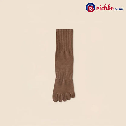 Five‐Toe Cotton Socks, Odor‐Control & Breathable - Male / Dark Brown