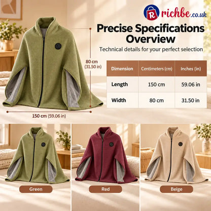 🔥💥FLASH SALE: 49% OFF!USB Rechargeable Heated Shawl Blanket with 3-Level Temperature Control - green - All New Arrivals
