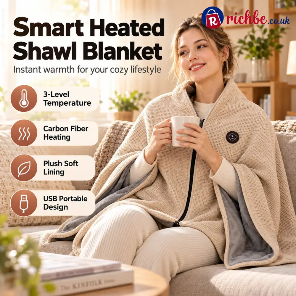 🔥💥FLASH SALE: 49% OFF!USB Rechargeable Heated Shawl Blanket with 3-Level Temperature Control - Off white - All New