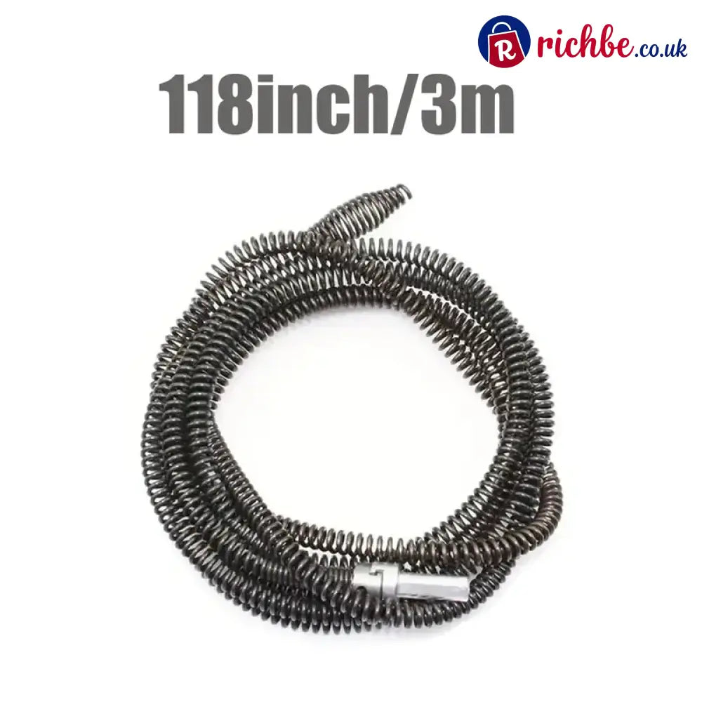 🔧 Flexible Drill-Powered Drain Cleaning Snake – Deep Pipe Clog Remover for Sinks Showers & Toilets - 118inch
