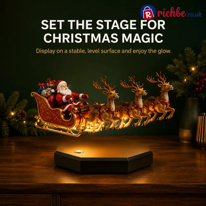 🎅 Floating Santa Sleigh with 4 Reindeer – Magnetic Levitation Christmas Display