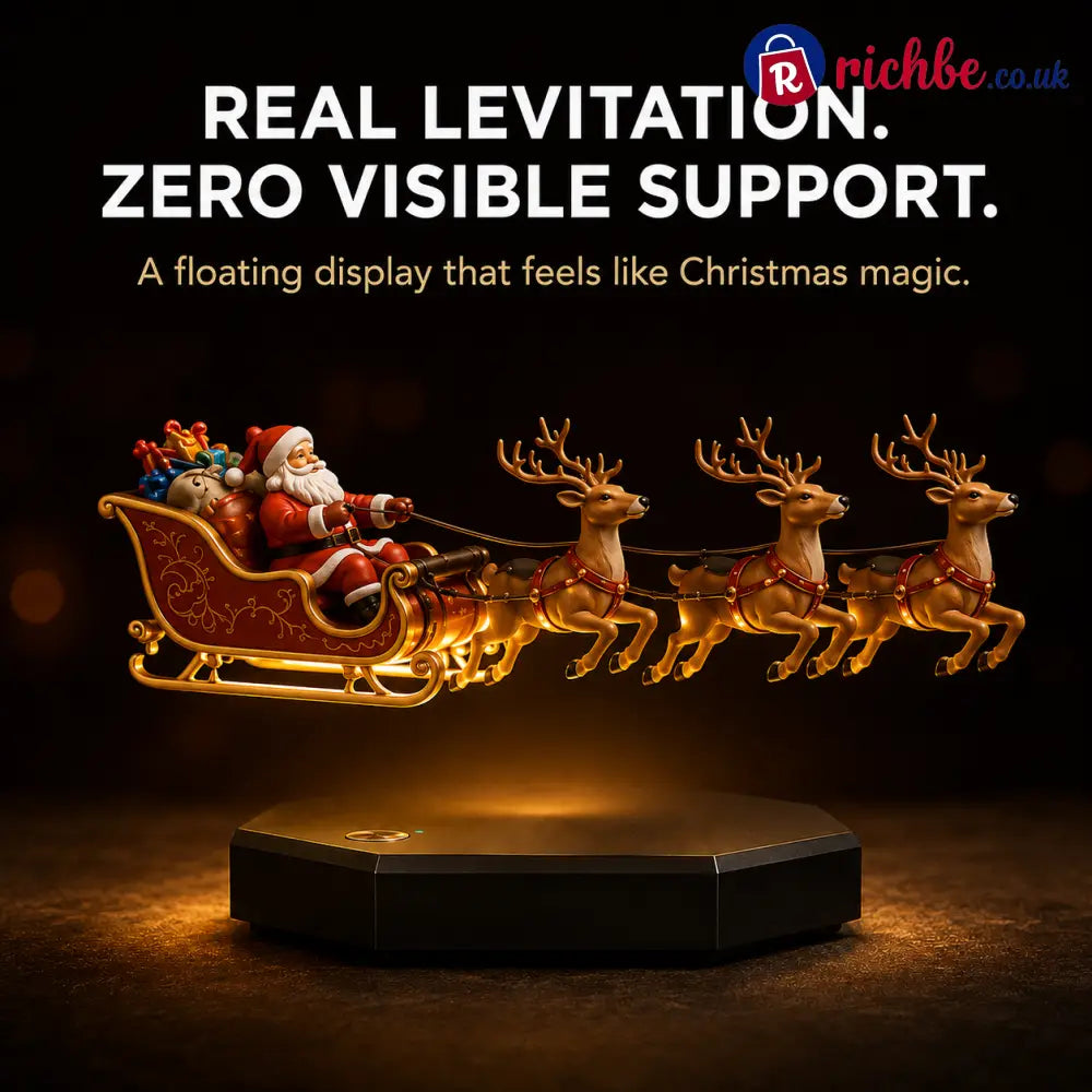 🎅 Floating Santa Sleigh with 4 Reindeer – Magnetic Levitation Christmas Display