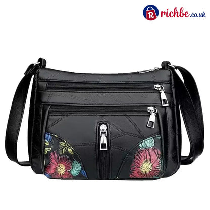 Floral Embroidery Crossbody Bag 🌸 - Black - Clothing & Accessories