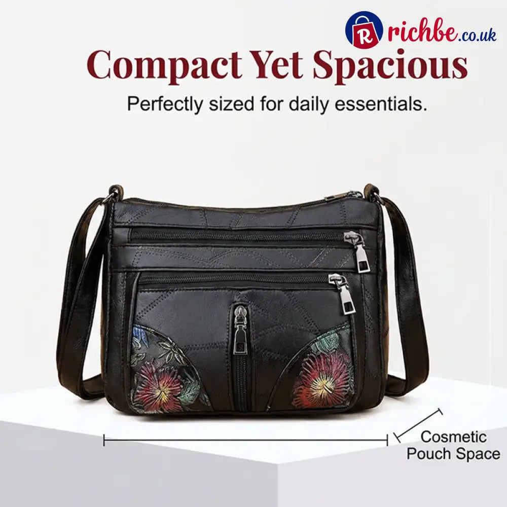 Floral Embroidery Crossbody Bag 🌸 - Black - Clothing & Accessories