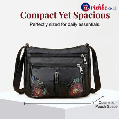 Floral Embroidery Crossbody Bag 🌸 - Black - Clothing & Accessories